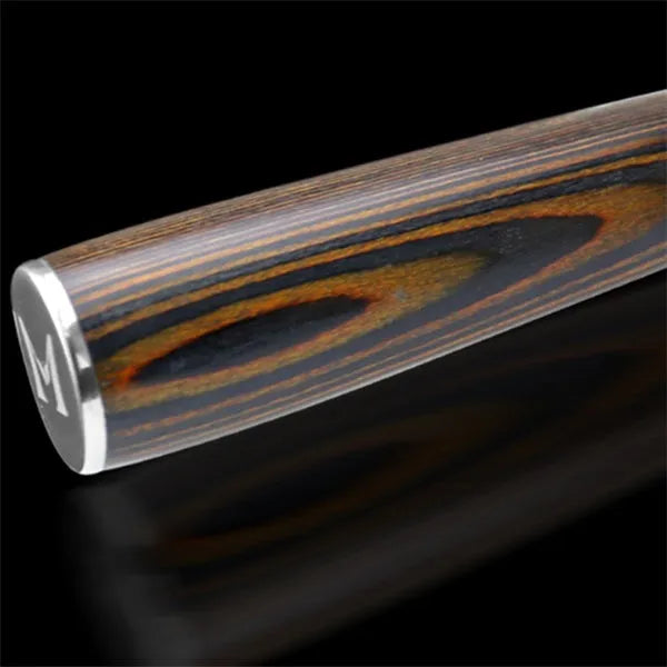 6-piece 7CR17 stainless steel knife set with wooden handles and laser Damascus pattern on silver blades
