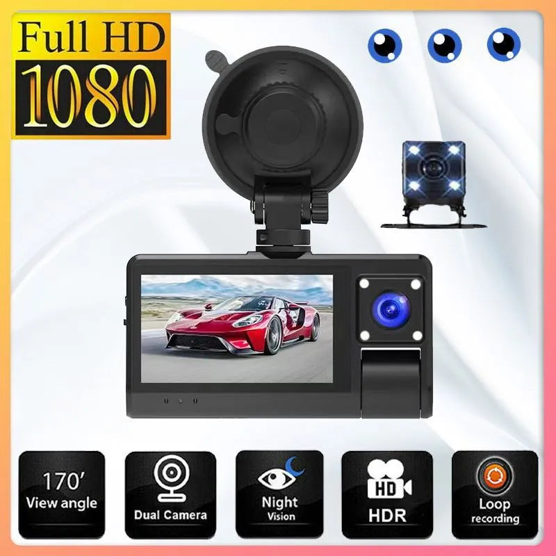 Black G50 driving recorder with 3-inch touchscreen for front windshield mounting