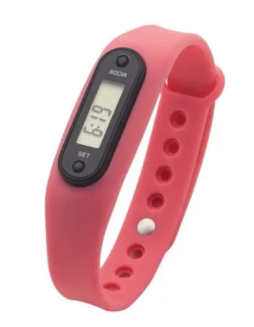 Pedometer watch wrist watch step tracker in seven colour options including blue, green, orange, pink, violet, white and yellow