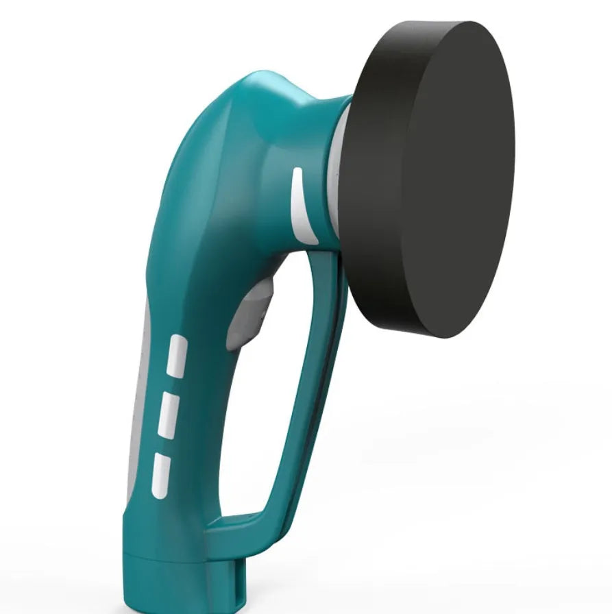 Blue cordless car polishing machine with 3.6V rated voltage, 1-2 hour working time, and EU specification