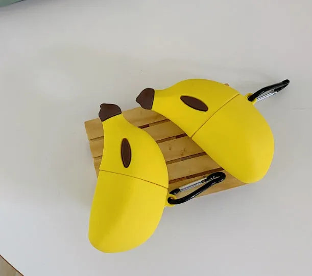 Yellow banana design silicone protective case for compatible AirPods Pro wireless headphones