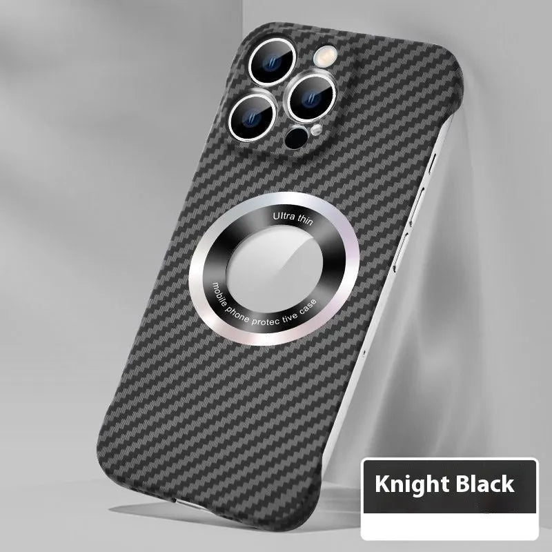 Carbon fibre ultra-thin magnetic phone case in blue for Apple iPhone, shockproof back cover