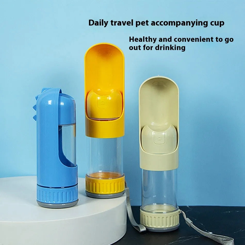 Portable plastic folding pet cup 350ml in Beige White for dog travel water