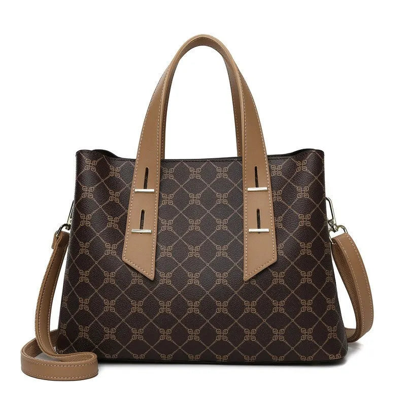 Simple shoulder messenger handbag for women in PU, medium-soft, retro style, available in eight colours including black and beige with blue.
