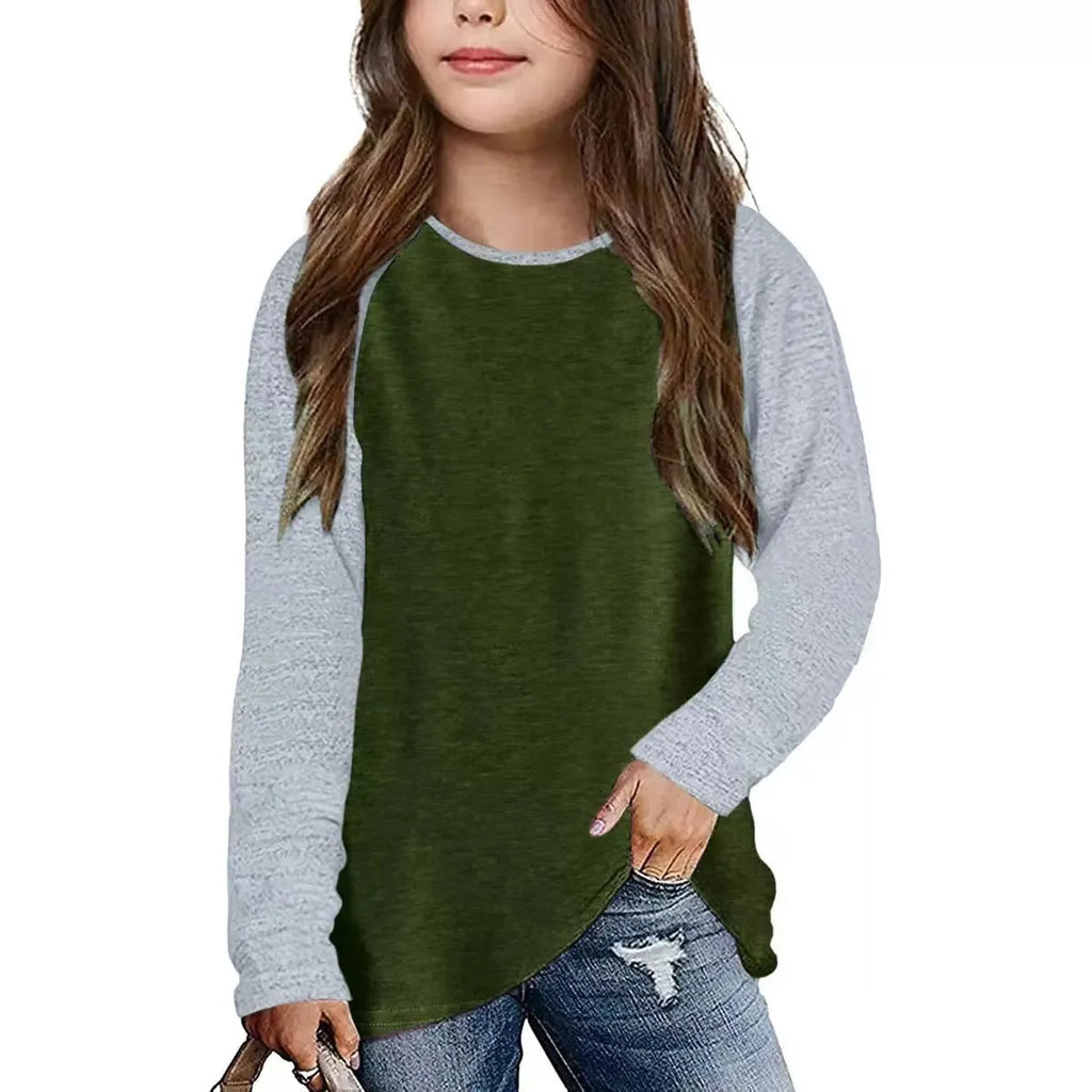 Women's anti-static cotton long sleeve t-shirt with contrast waist in watermelon red