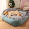 Light green winter dog bed with removable washable cover in velvet and PP cotton, available in four sizes