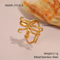 Stainless steel geometry pattern flower ring with open design for women in affordable luxury style