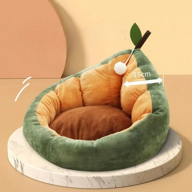 Soft cotton pet bed for cats and dogs with removable cushion in coffee colour