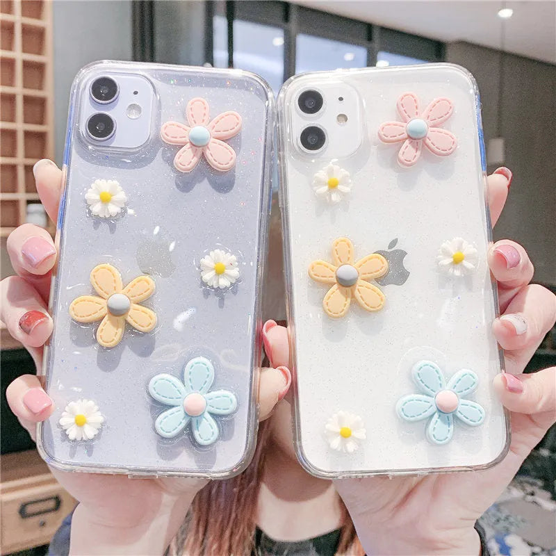 Soft rubber iPhone case with New Year's flowers and Xuanya flowers design in picture colour.