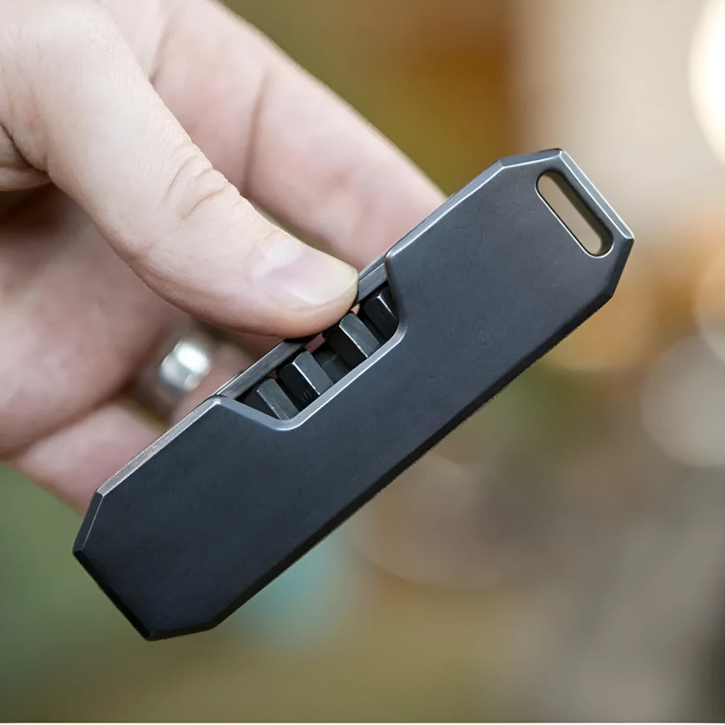 Creative Outdoor EDC Pocket Tool Set – black alloy metal multifunctional 8-head compact hand tool kit