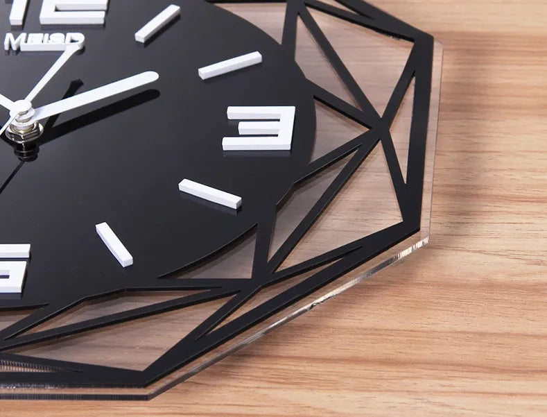 Silent sweep acrylic wall clock green white 35cm 40cm 58cm battery powered solar movement