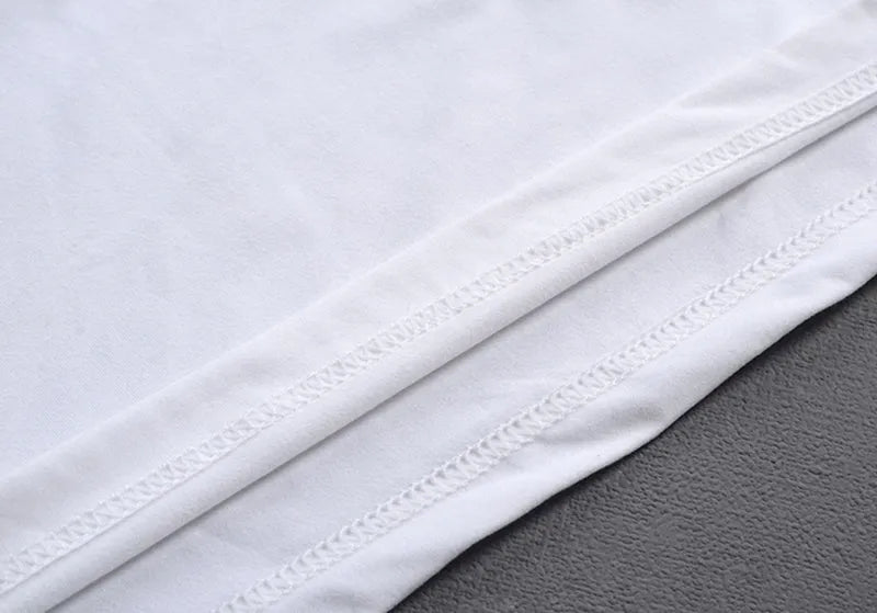 Men's white short-sleeve slim fit T-shirt with round neck, milk silk and 78% polyester, sizes XS to 4XL