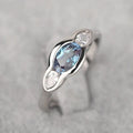 Geometric ellipse zircon ring in white gold colour on copper base