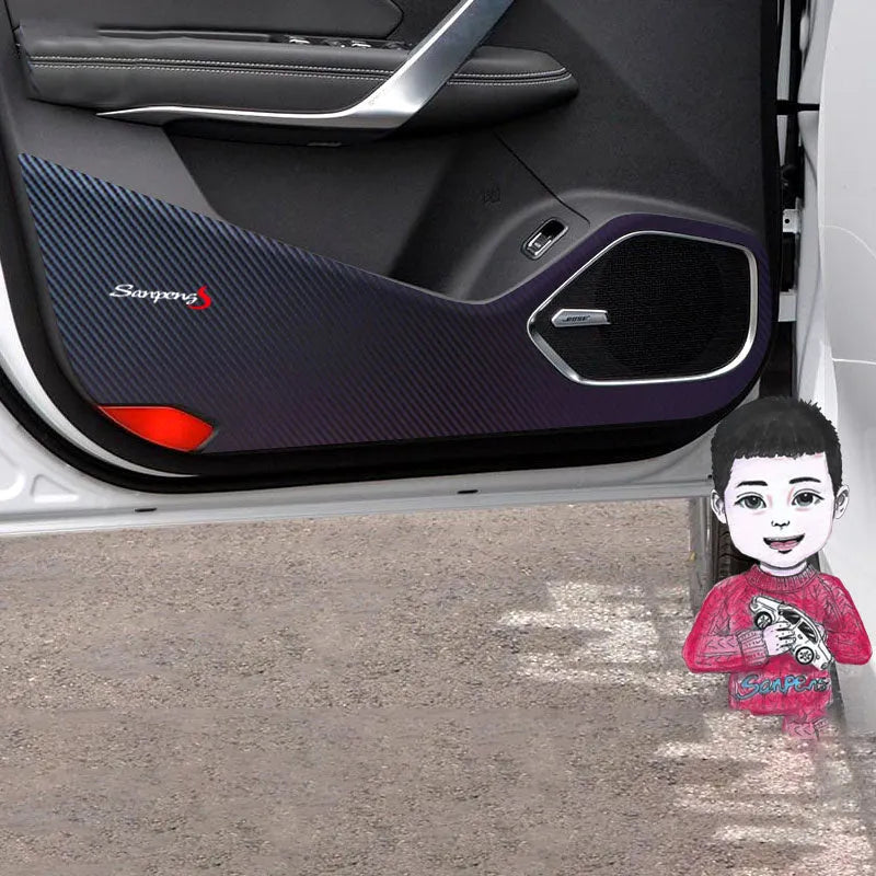 20 Boyue Pro anti-kick interior door film in carbon fibre black and chameleon colours for four doors