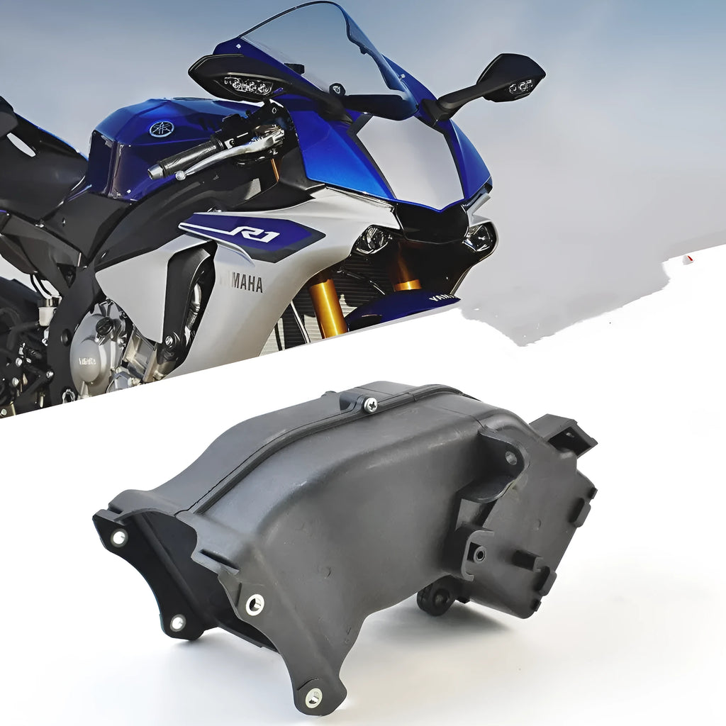 Black flexible ventilation pipe for Yamaha motorcycle intake, showing dimensions.