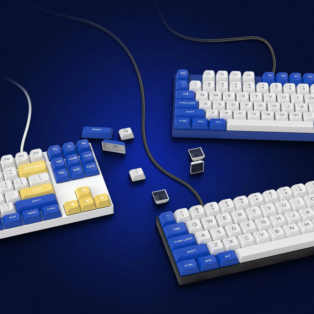 189-key PBT double-shot keycap set for mechanical game keyboards in multiple colours including blue and purple