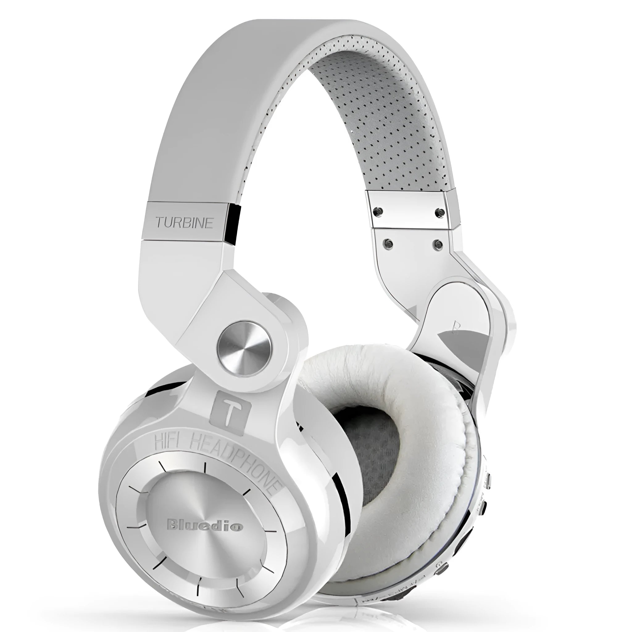 Black Bluetooth stereo headset with over-ear design shown on a white background.
