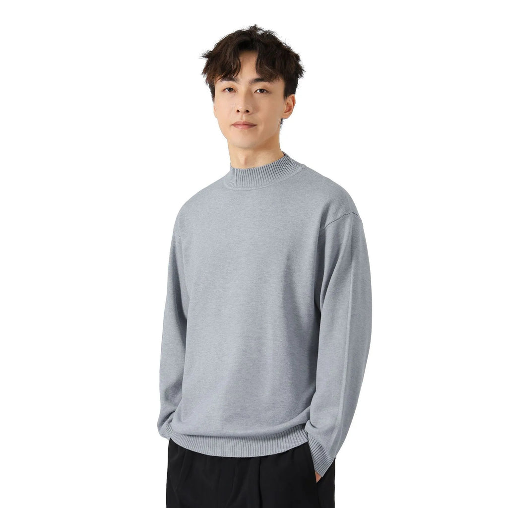 Men's loose-fit long-sleeved pullover sweater in a casual style, shown in a choice of colours.