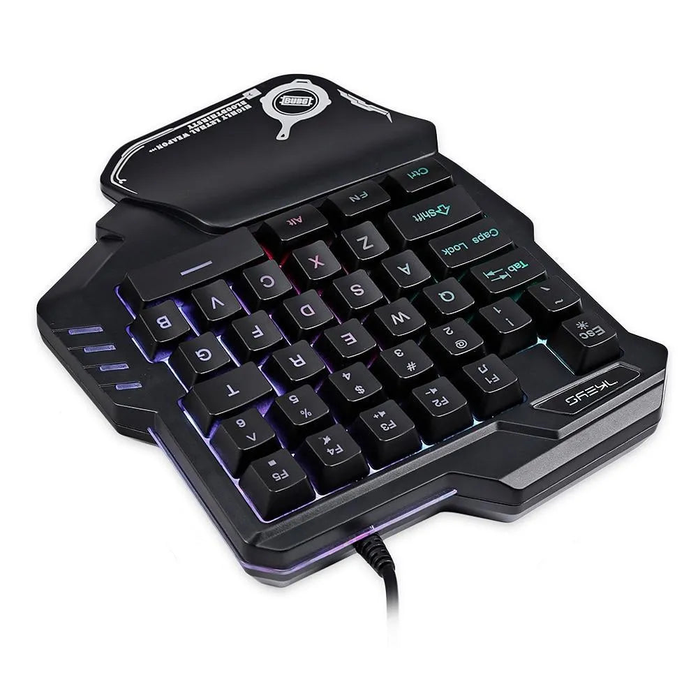 One-handed mechanical gaming keyboard with RGB backlighting, 23x18.5x4cm plastic body, 415g, G30 model