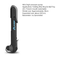 Black bicycle mini pump 18cm with round handle and aluminium alloy valve head on frame bracket