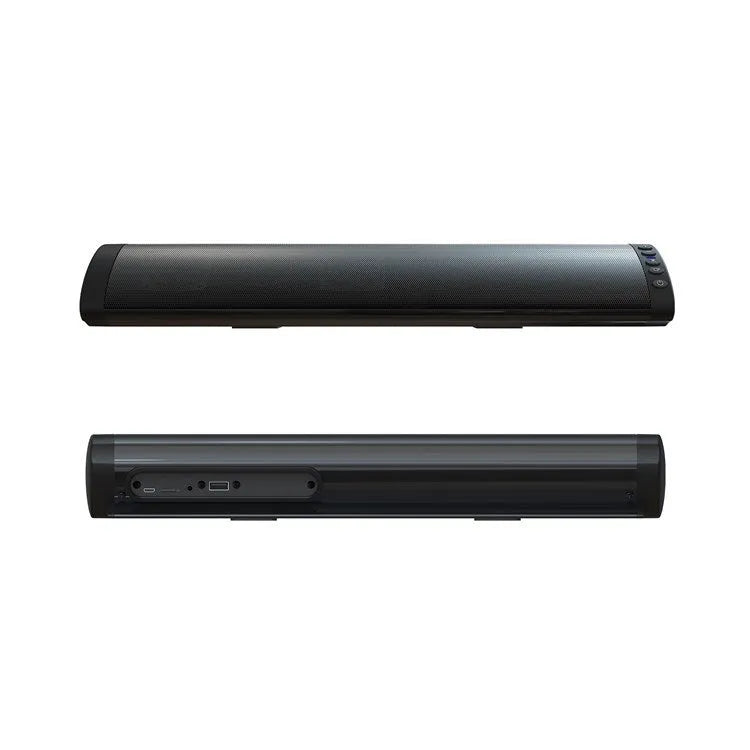Black wall-mounted BS-41 Bluetooth speaker with remote control on a white wall.