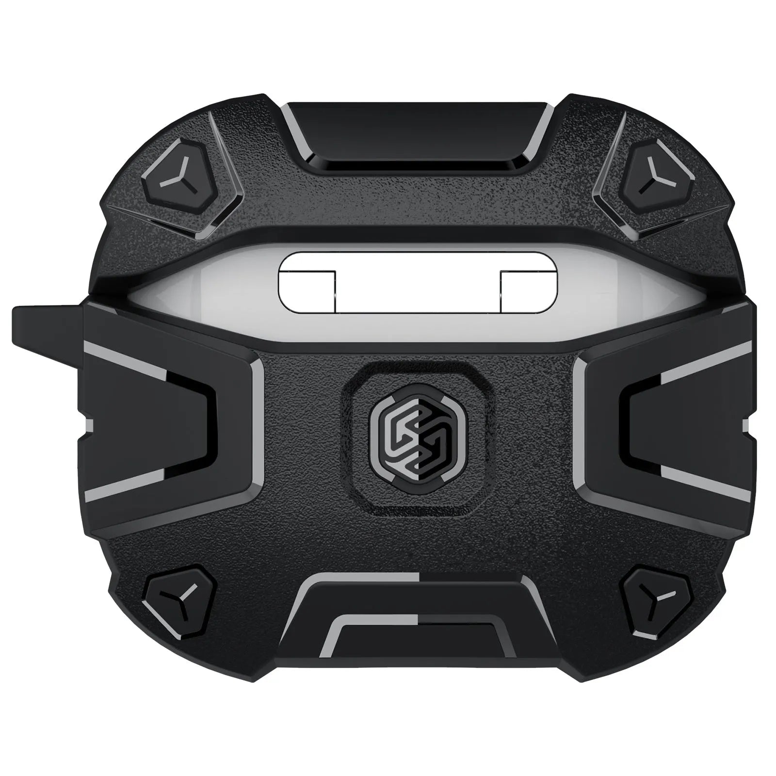 Black TPU silicone drop-resistant battle shield protective case for AirPods 3, soft shell jacket style