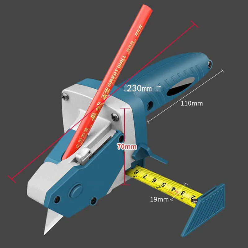 Blue aluminium alloy and TPR plastic woodworking cutter with precise scale for multi-board cutting