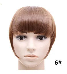 Synthetic blunt bangs hairpiece 22cm straight clip-in fringe in multiple colours