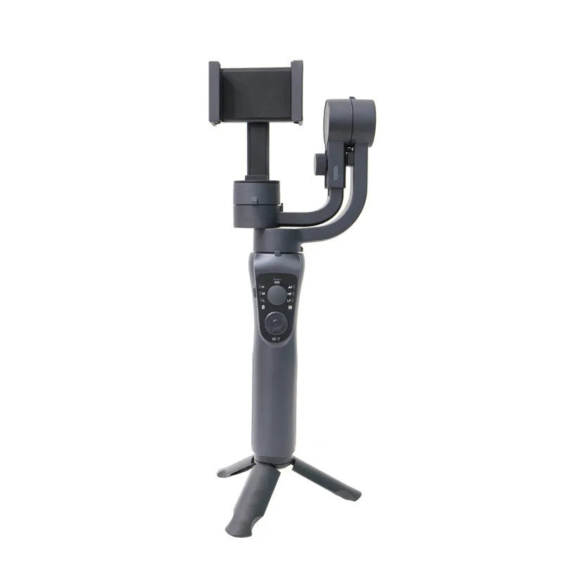 Black three-axis handheld gimbal stabiliser for mobile phone with ABS+PC handle