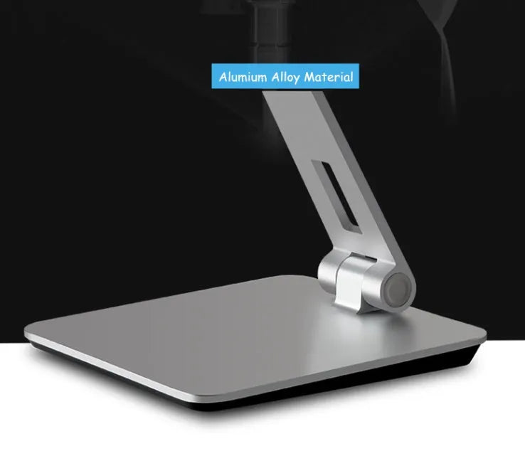 Folding aluminium desktop phone and tablet stand with 360-degree rotation