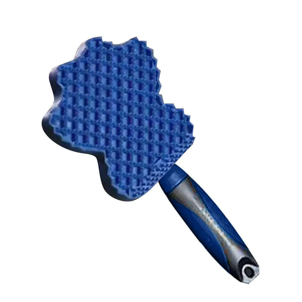 Blue pet hair remover brush 23 × 9 × 2.5cm with flexible silicone bristles and reverse shampoo comb for dogs and cats