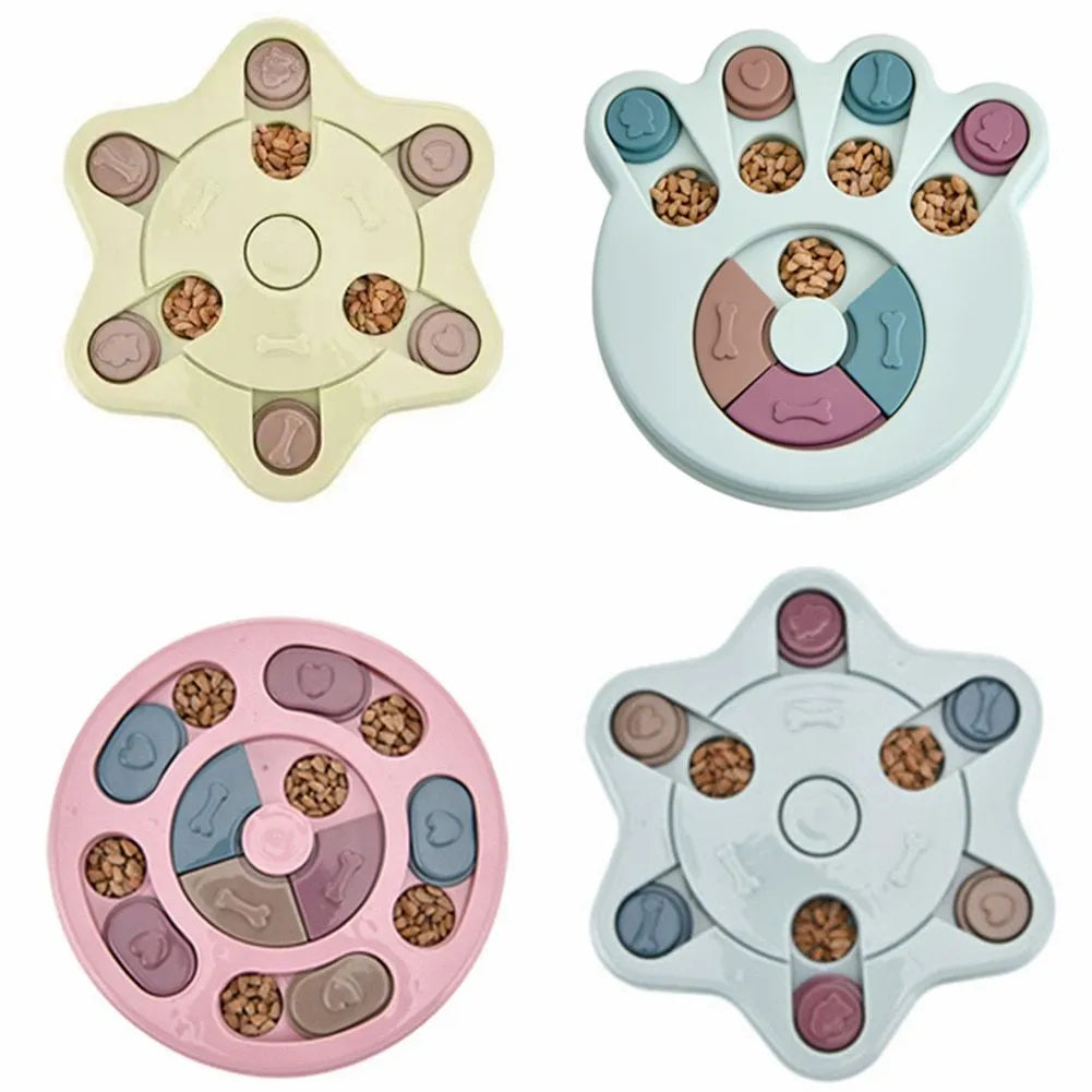 Dog interactive feeding toy in round shape with kibble, blue colour, PP material