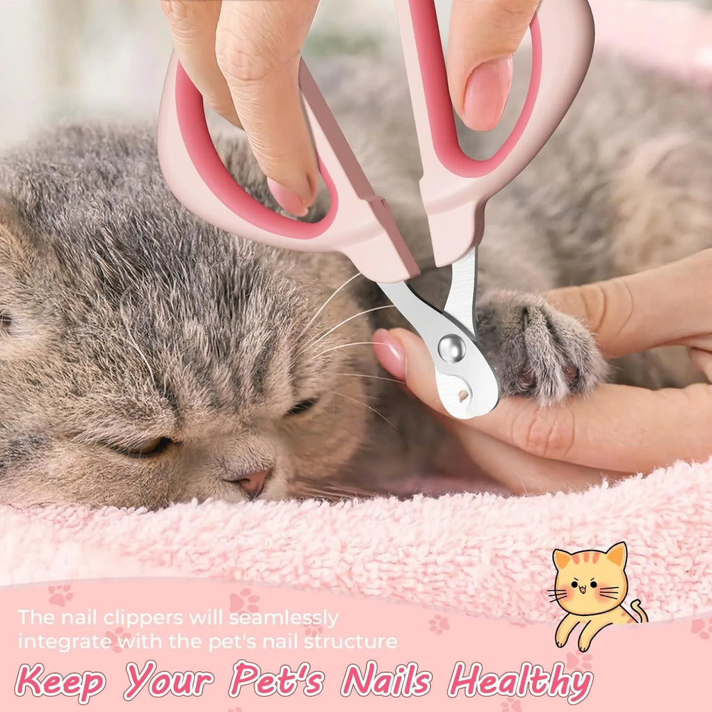 Blue cat nail clipper with positioning hole and non-slip handle