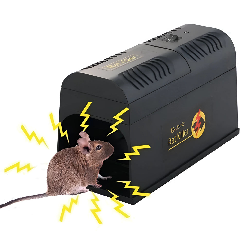 Black high voltage electronic rodent killer with choice of UK EU or US plug