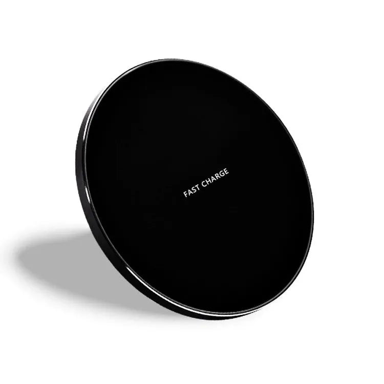 Ultra-thin square Qi wireless charging pad in black, red, white, or yellow colour.
