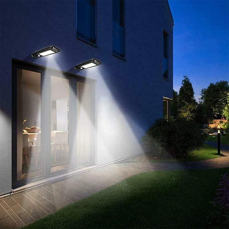 Solar human body induction wall lamp, ABS housing 96x124x48mm, 1200mAh battery, 20 LED patches, 3-5m detection