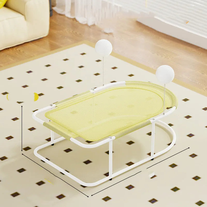 Large grey fabric cat kennel with breathable bracket design, serving as a pet bed and cage.