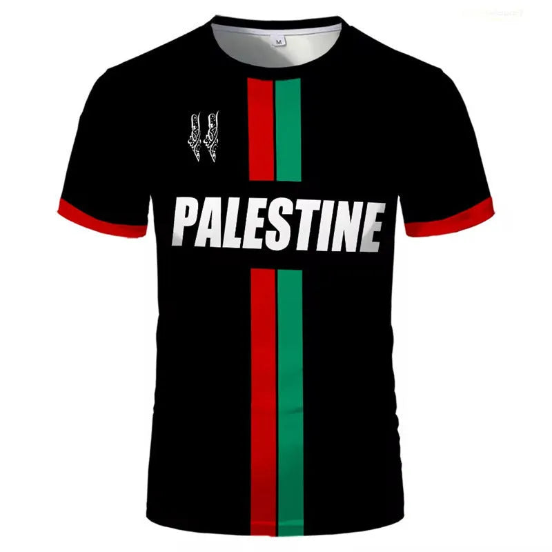Football T-shirt with 3D printed pattern in black colour showing half sleeve street fashion style