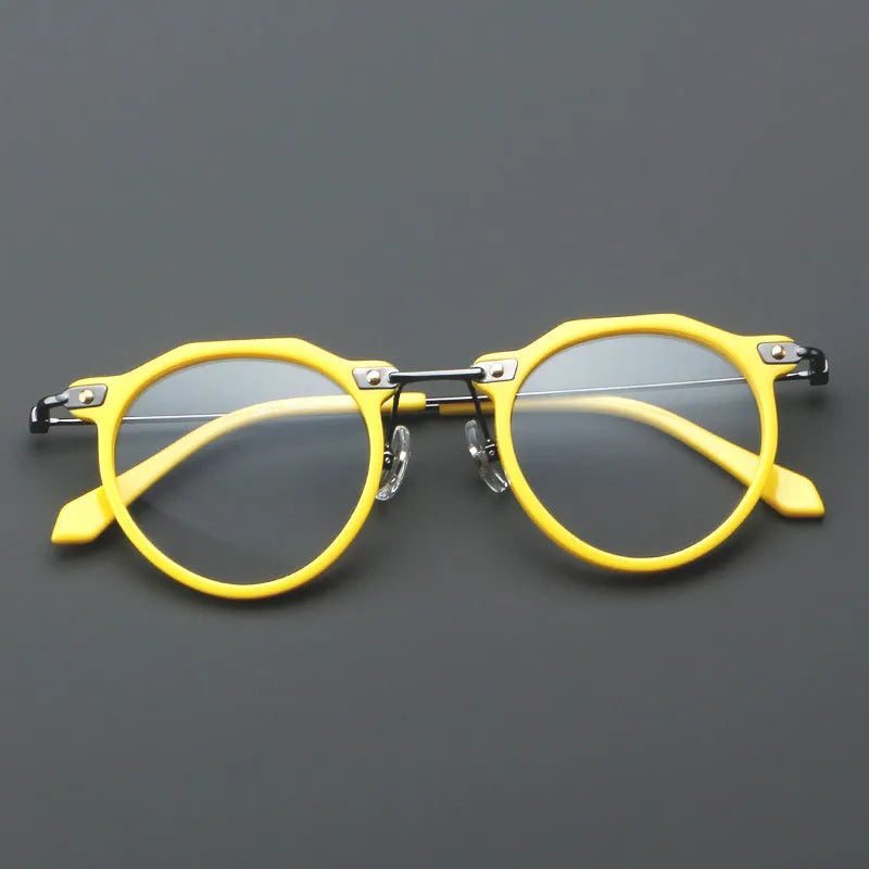 Round metal optical glasses 5812 retro rim in bright black with AC lenses