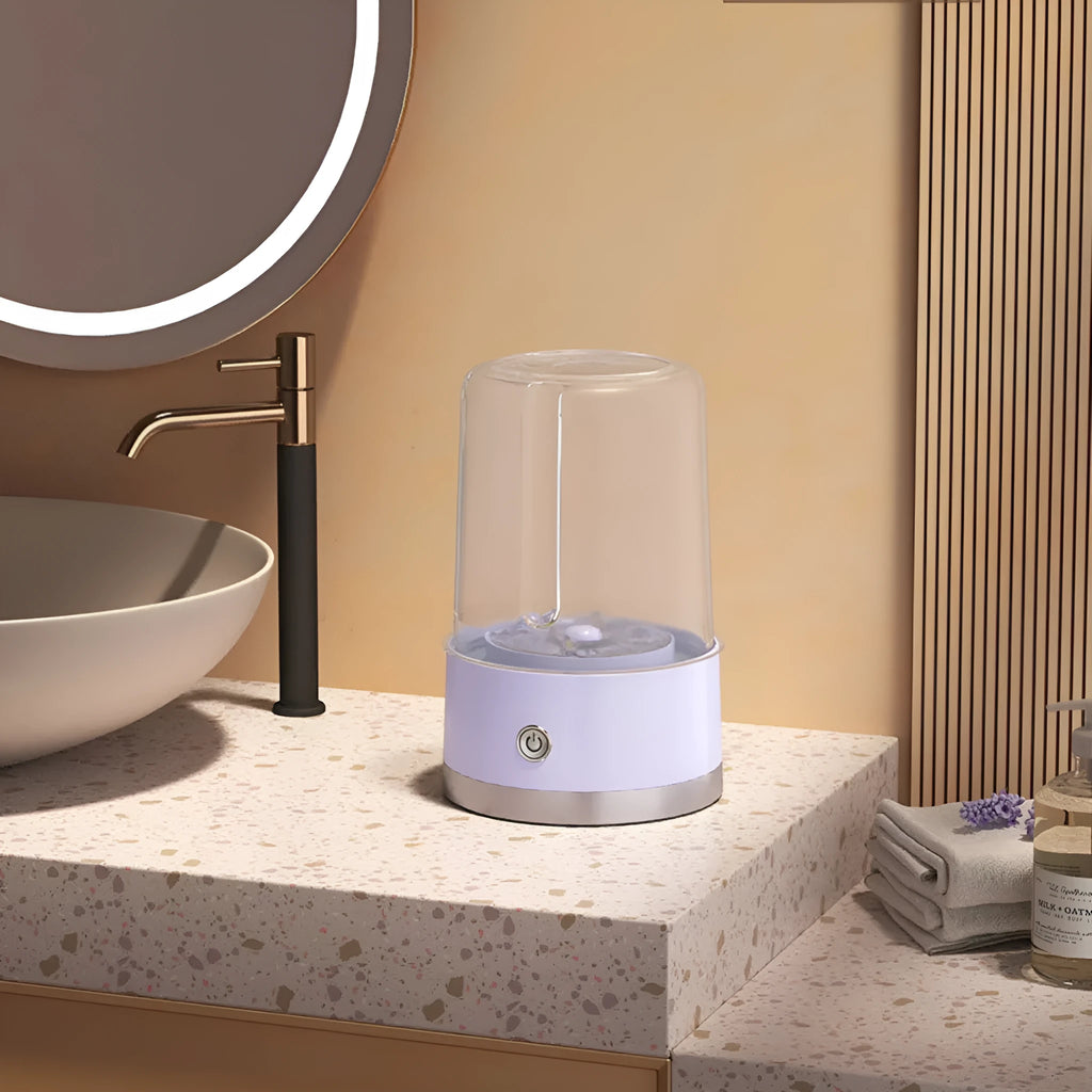 Wireless rechargeable portable laundry cup in green and purple USB powered mini washing machine