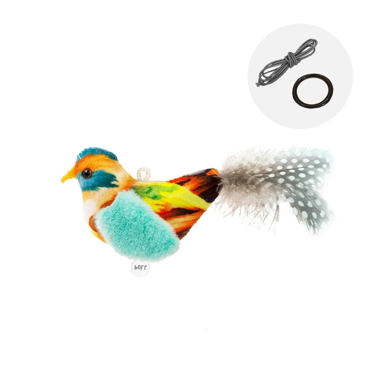 Bird simulation plush cat toy in blue kingfisher colour with realistic bird shape design