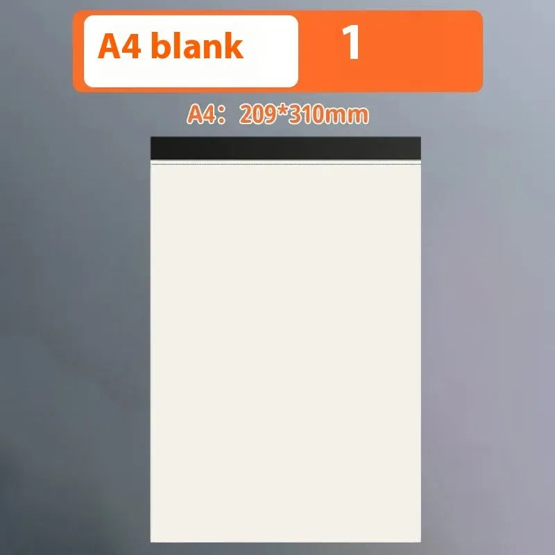 A5, B5, and A4 writing pads notebook with blank, grid, and lined page options, 80 sheets.