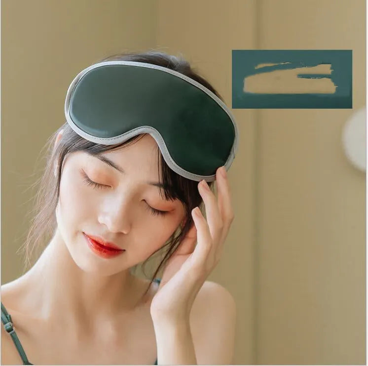 USB-powered portable eye steam massage mask with suede shell in green or pink colour