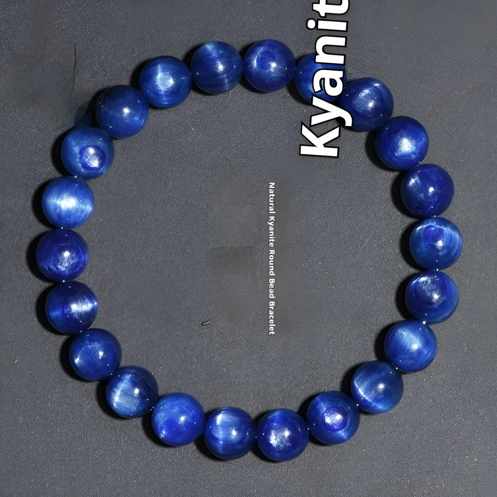 Natural blue crystal bracelet with Ruyi motif and polished geometric beads