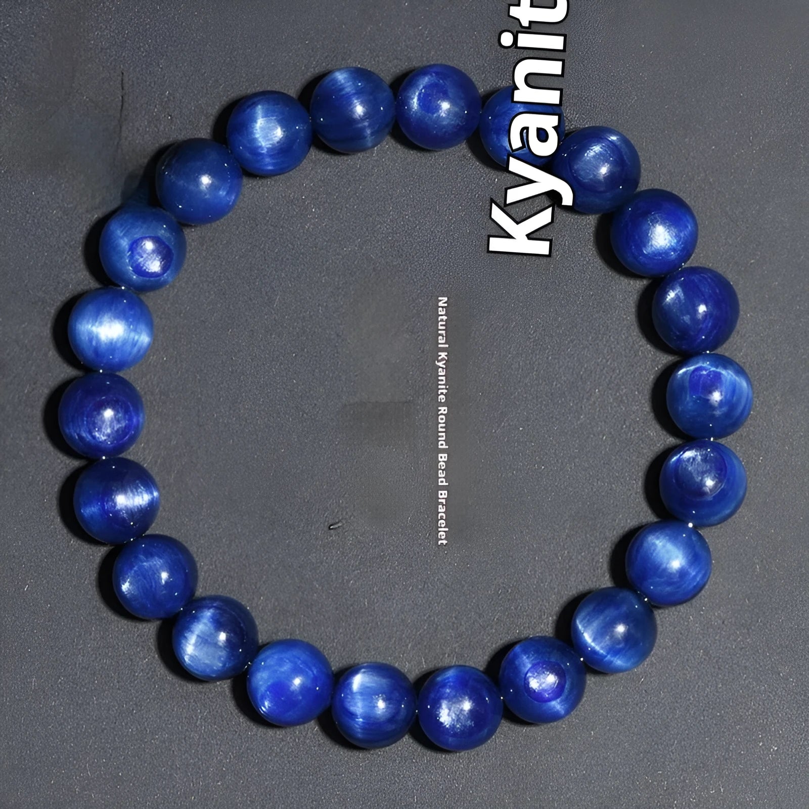Natural blue crystal bracelet with Ruyi motif and polished geometric beads
