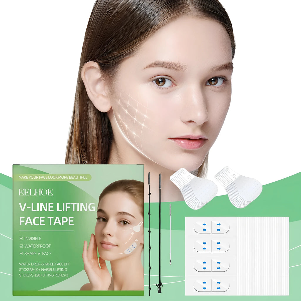 Invisible face nursing adhesive bandage suit with droplet-shaped and small lifting stickers for facial firming