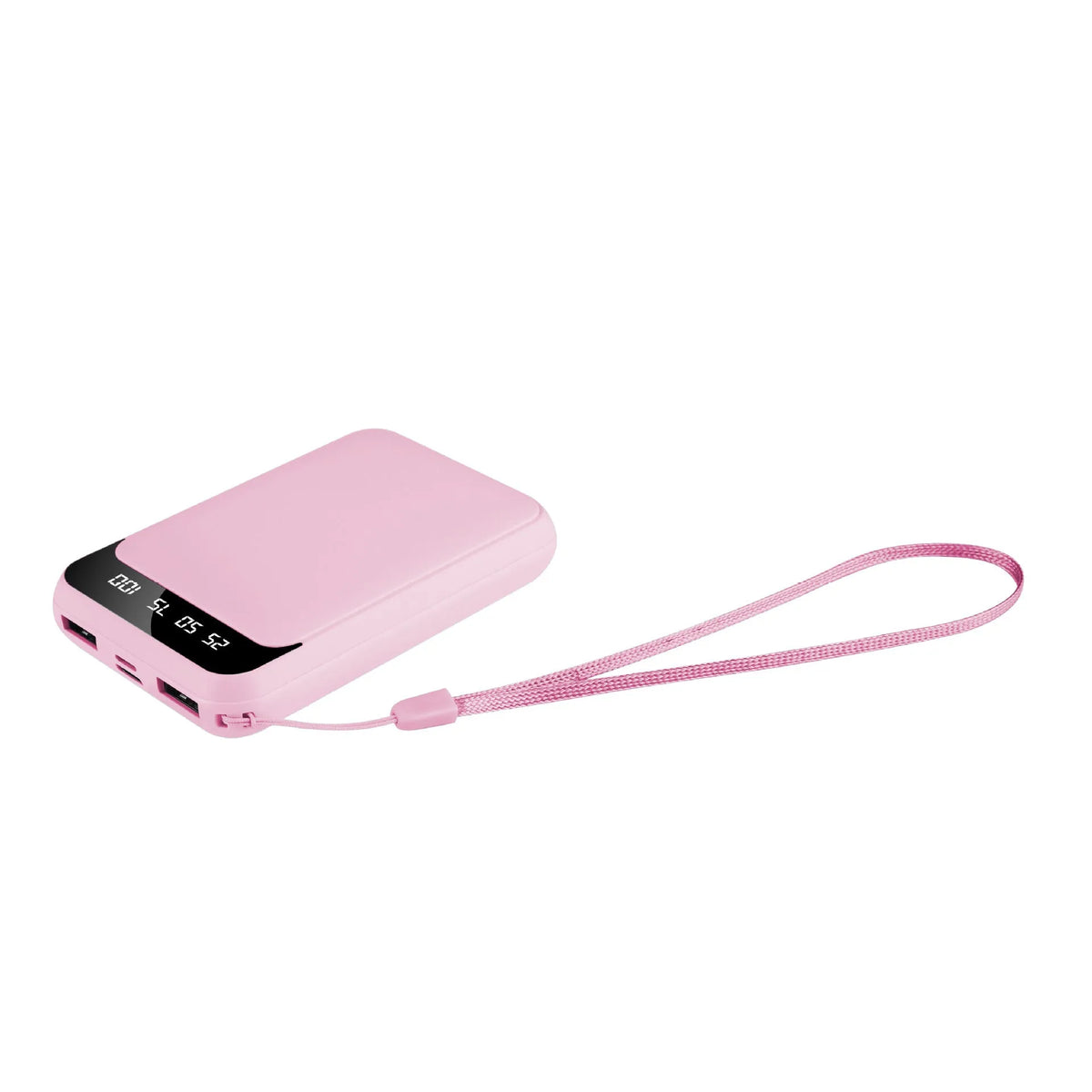 10000mAh mirror digital display power bank in black with LCD charging indicator
