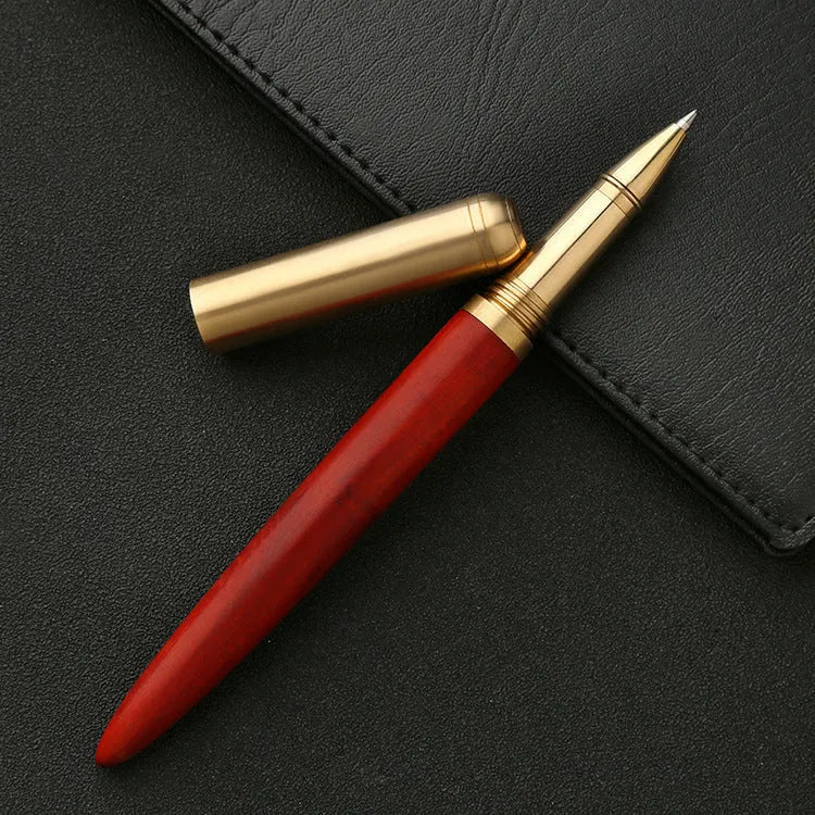 Brass and solid wood signature pen in five wood colour options including ebony and rosewood