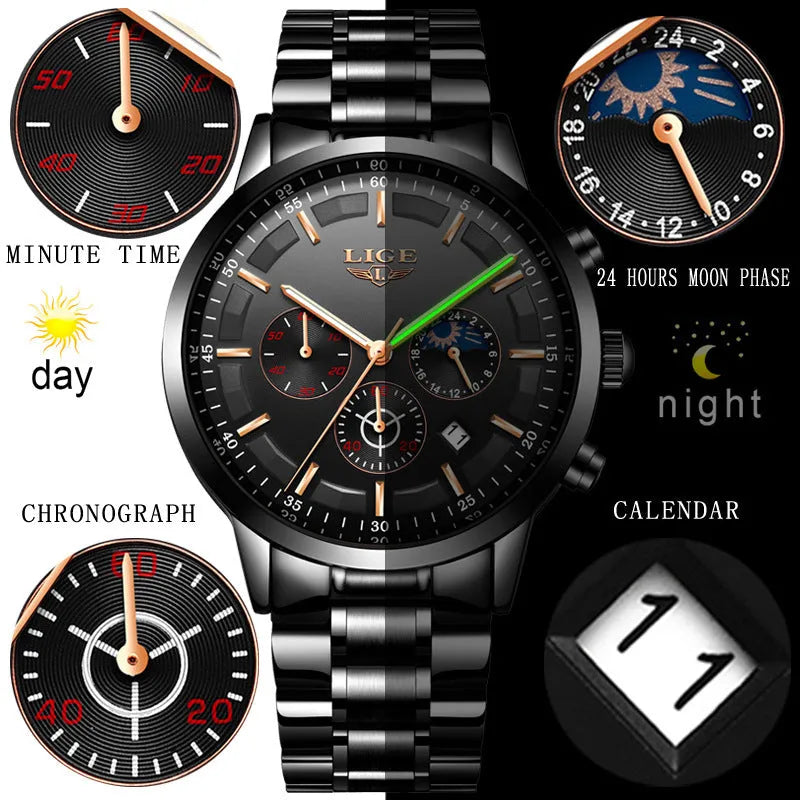 Men's waterproof quartz sports watch in business styling with four colour options