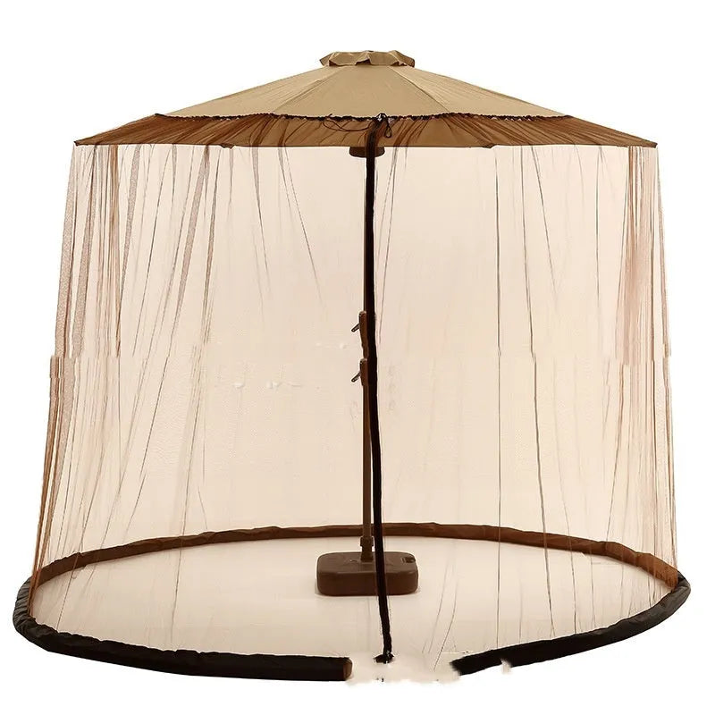 Outdoor sunshade umbrella tent with mosquito netting in beige colour